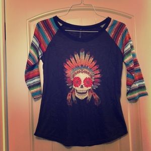Indian skull serape top
